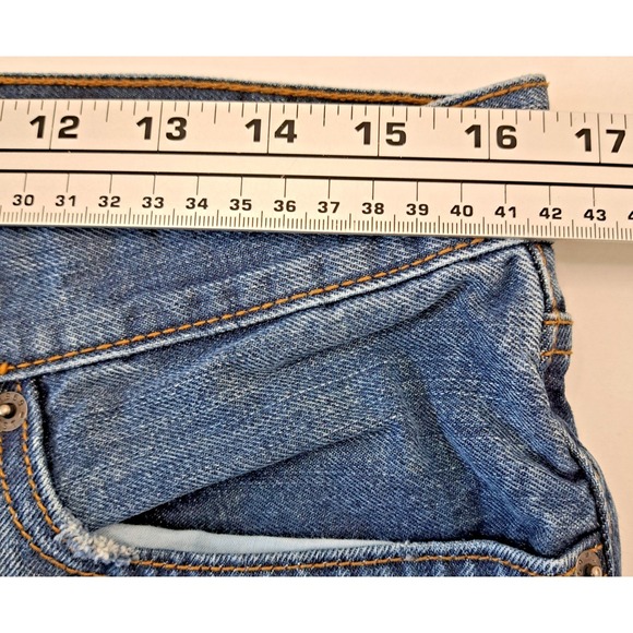 Gap Denim Straight Fit Blue Jeans Mens 33x28 Distressed Holes Grunge Worn - Picture 10 of 14